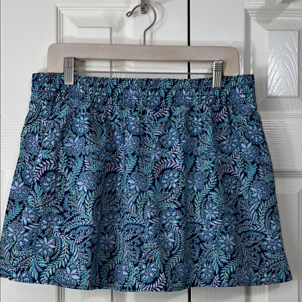 Tommy Bahama Navy Blue Leaf Print Mini Skirt Sz XL